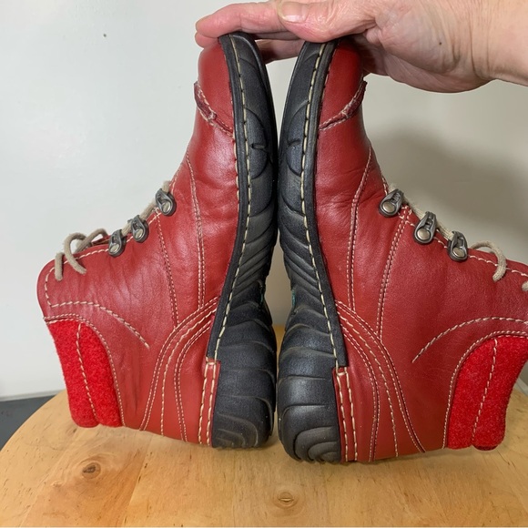 Josef Seibel Red Leather Ankle Booties Sz 39/8 Lace up Moccasins Chukka Boots - Picture 6 of 16